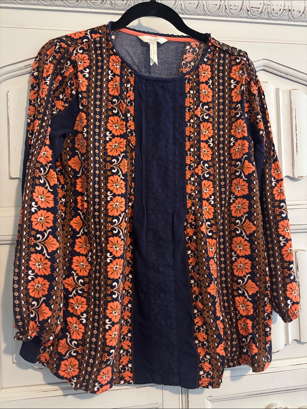 Matilda Jane’s Women's Navy and Orange Floral Blouse